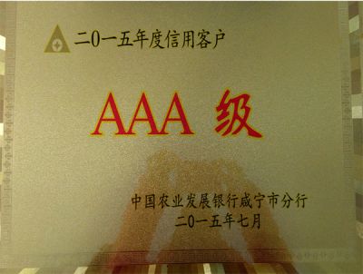 AAA級信用證書(shū)